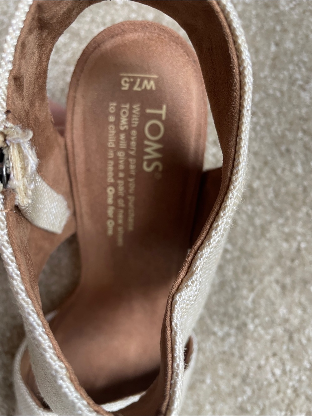TOMS Cream Cross‑Strap Wedge Sandals - Picture 3 of 5